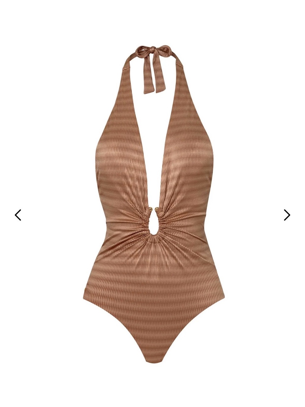 Pilyq Metallic Bronze Halter One-Piece Swimsuit